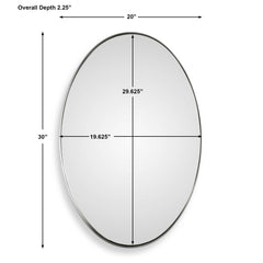 Pursley Brushed Nickel Oval Mirror - Ornate Home
