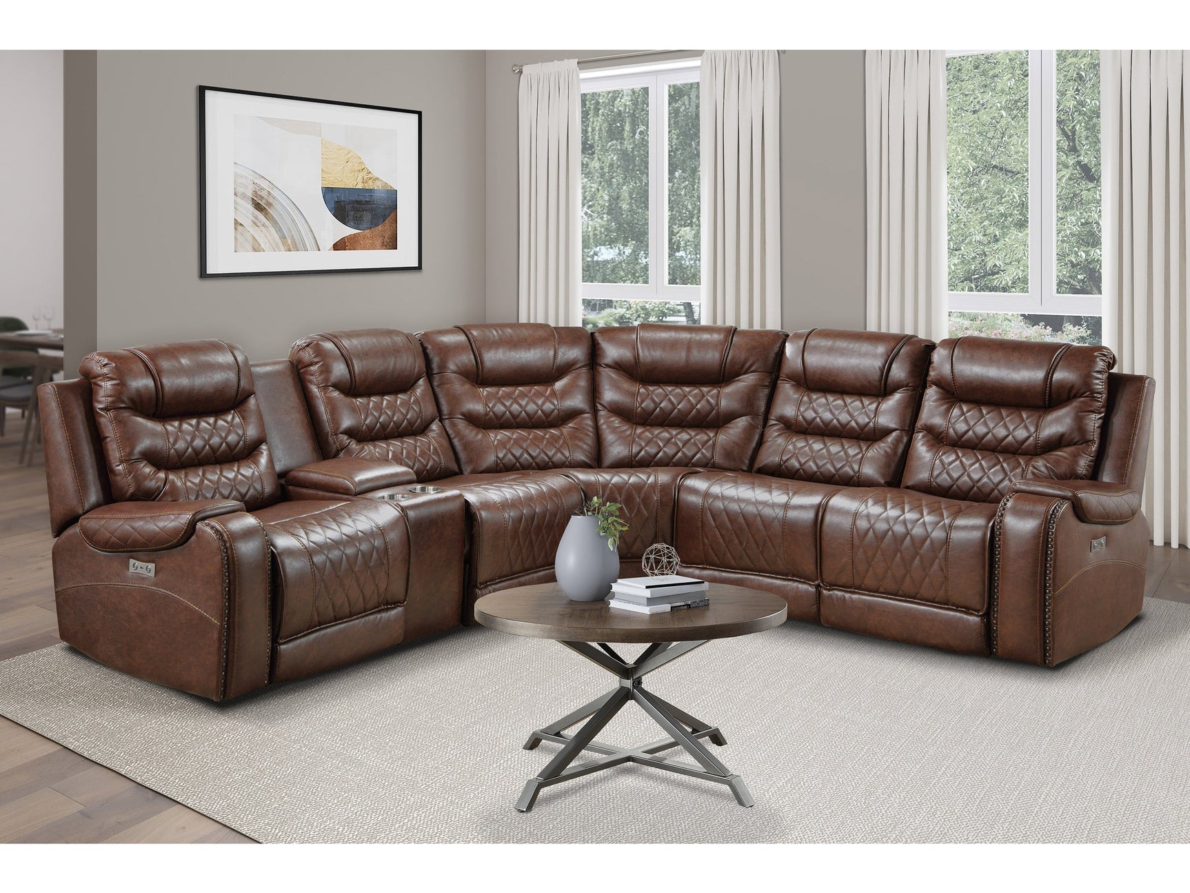 Putnam Brown 6-Piece Modular Power Reclining Sectional - Ornate Home