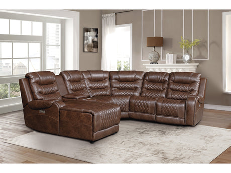 Putnam Brown 6-Piece Modular Power Reclining Sectional with Left Chaise - Ornate Home
