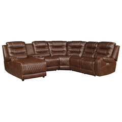 Putnam Brown 6-Piece Modular Power Reclining Sectional with Left Chaise - Ornate Home
