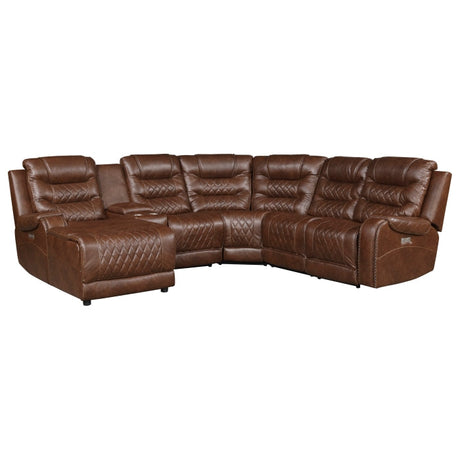 Putnam Brown 6-Piece Modular Power Reclining Sectional with Left Chaise - Ornate Home