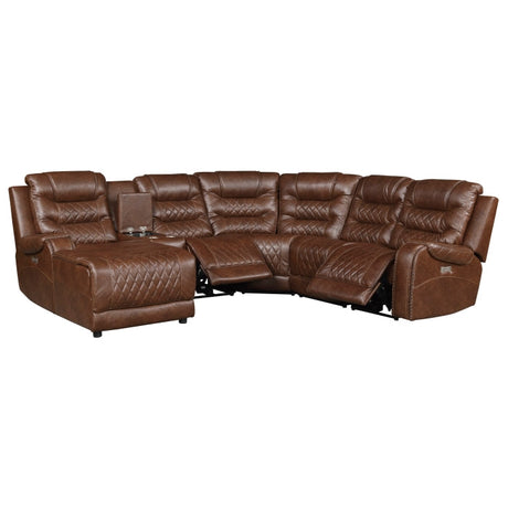 Putnam Brown 6-Piece Modular Power Reclining Sectional with Left Chaise - Ornate Home