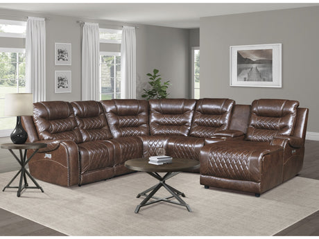 Putnam Brown 6-Piece Modular Power Reclining Sectional with Right Chaise - Ornate Home
