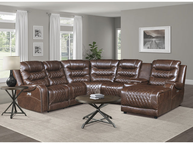 Putnam Brown 6-Piece Modular Power Reclining Sectional with Right Chaise - Ornate Home