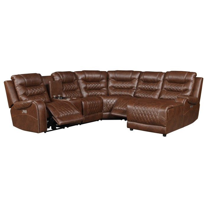 Putnam Brown 6-Piece Modular Power Reclining Sectional with Right Chaise - Ornate Home