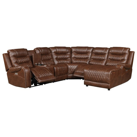 Putnam Brown 6-Piece Modular Power Reclining Sectional with Right Chaise - Ornate Home
