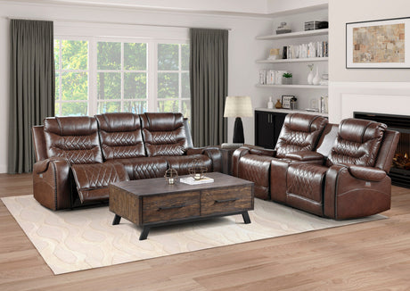 Putnam Brown Power Double Reclining Loveseat - Ornate Home