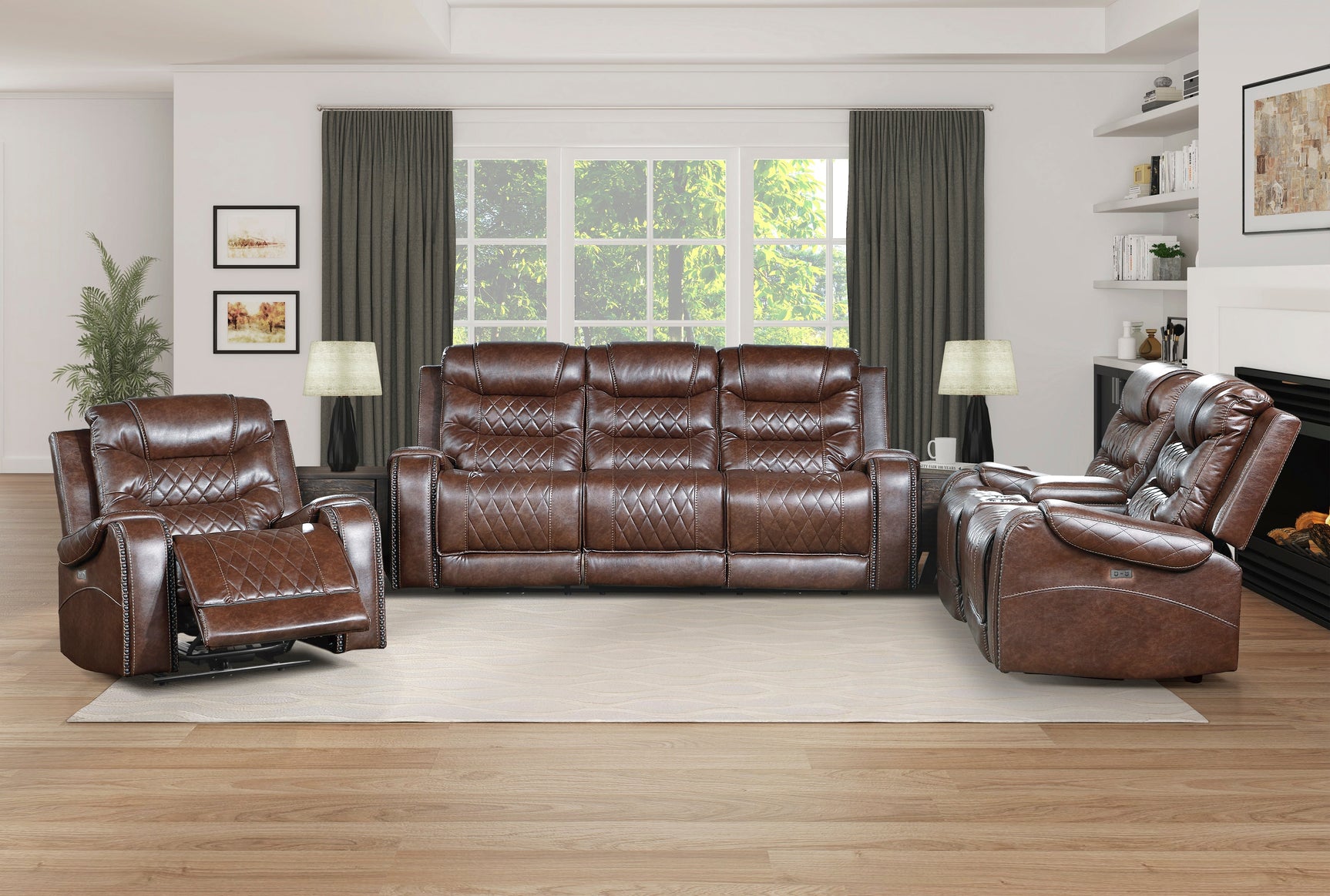 Putnam Brown Power Double Reclining Sofa - Ornate Home