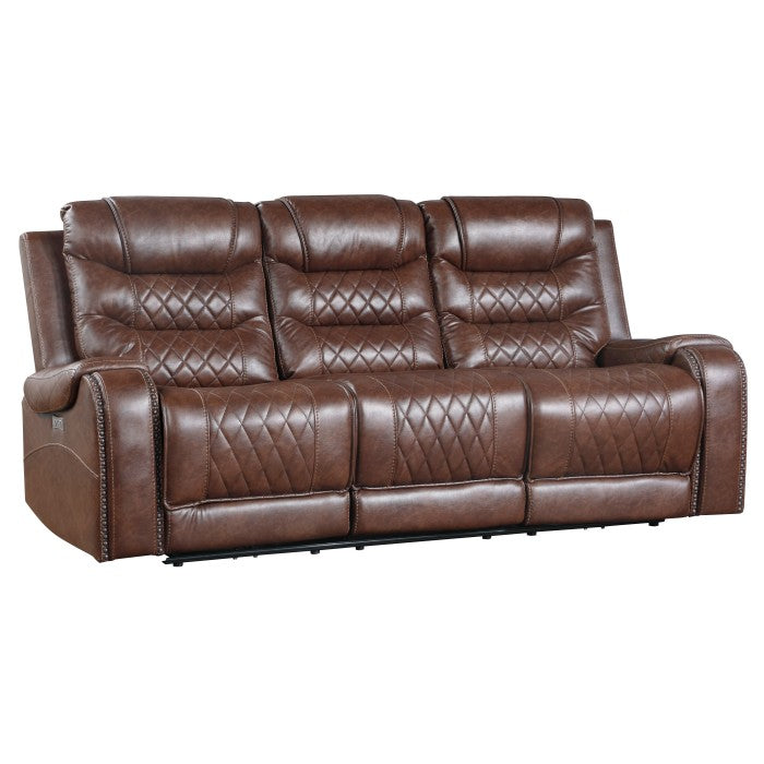 Putnam Brown Power Double Reclining Sofa - Ornate Home
