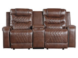 Putnam Brown Reclining Loveseat with Console - Ornate Home