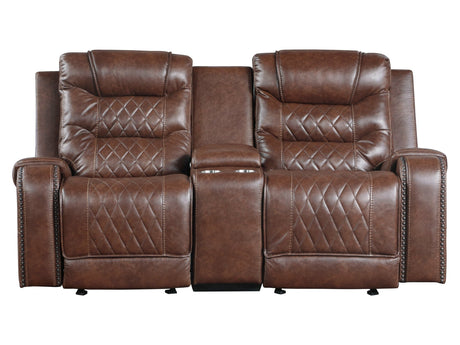 Putnam Brown Reclining Loveseat with Console - Ornate Home
