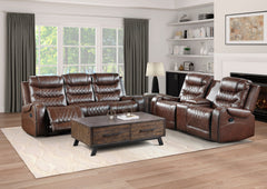 Putnam Brown Reclining Loveseat with Console - Ornate Home