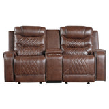 Putnam Brown Reclining Loveseat with Console - Ornate Home