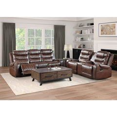 Putnam Brown Reclining Loveseat with Console - Ornate Home