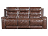 Putnam Brown Reclining Sofa with Drop Down Table - Ornate Home