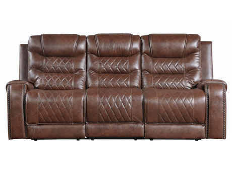 Putnam Brown Reclining Sofa with Drop Down Table - Ornate Home