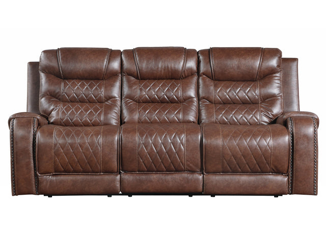Putnam Brown Reclining Sofa with Drop Down Table - Ornate Home
