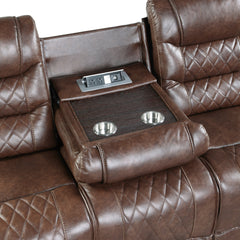 Putnam Brown Reclining Sofa with Drop Down Table - Ornate Home