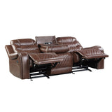 Putnam Brown Reclining Sofa with Drop Down Table - Ornate Home
