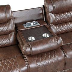 Putnam Brown Reclining Sofa with Drop Down Table - Ornate Home