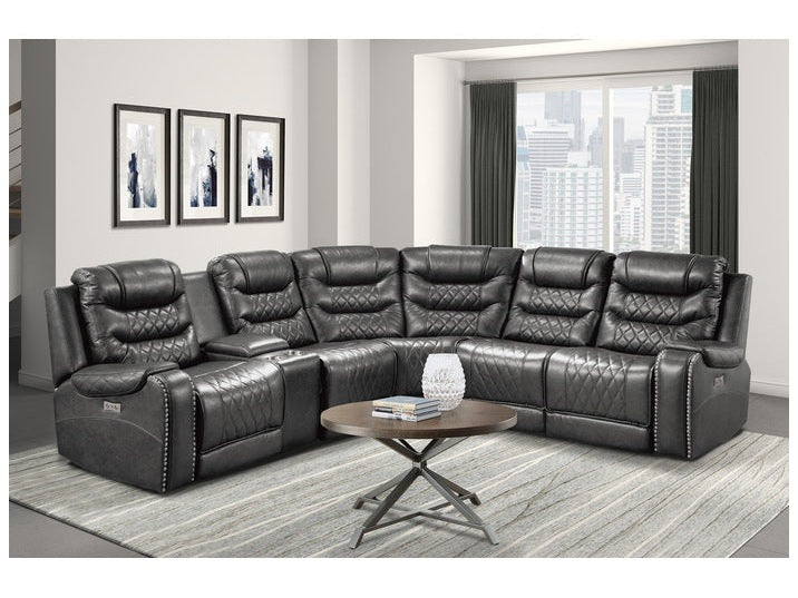 Putnam Gray 6-Piece Modular Power Reclining Sectional - Ornate Home