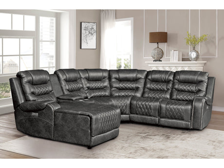 Putnam Gray 6-Piece Modular Power Reclining Sectional with Left Chaise - Ornate Home