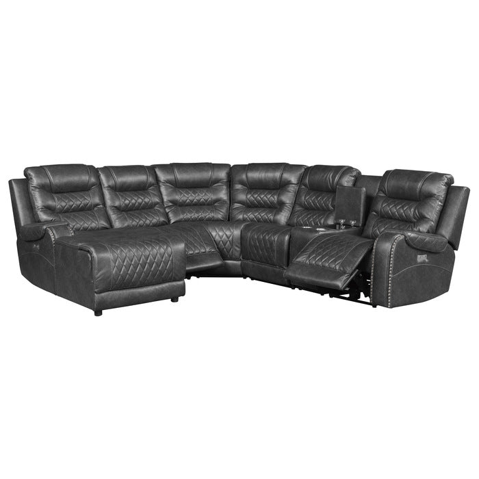 Putnam Gray 6-Piece Modular Power Reclining Sectional with Left Chaise - Ornate Home