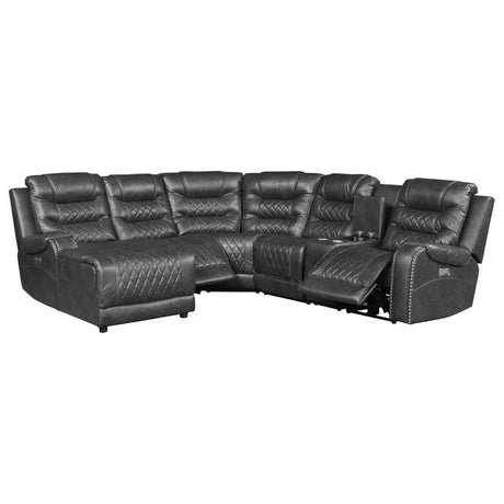 Putnam Gray 6-Piece Modular Power Reclining Sectional with Left Chaise - Ornate Home
