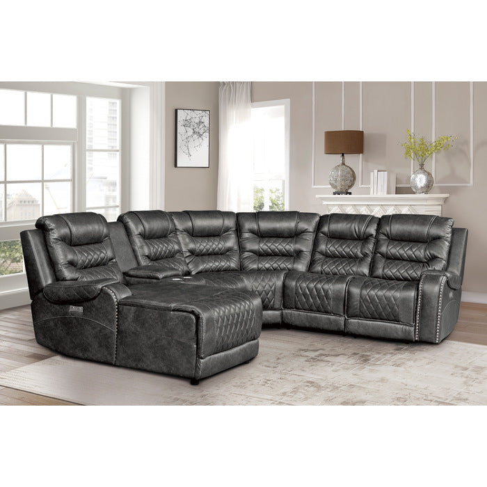 Putnam Gray 6-Piece Modular Power Reclining Sectional with Left Chaise - Ornate Home