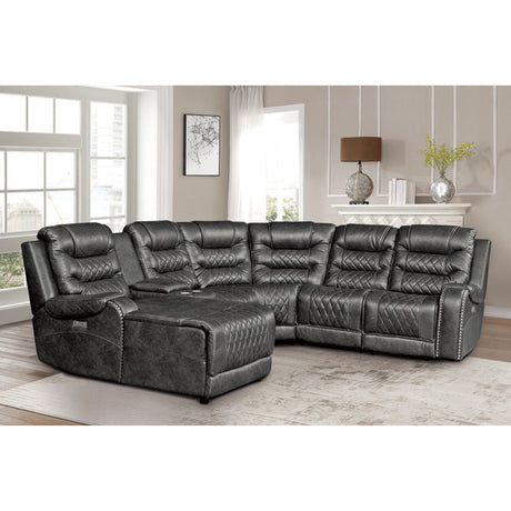 Putnam Gray 6-Piece Modular Power Reclining Sectional with Left Chaise - Ornate Home
