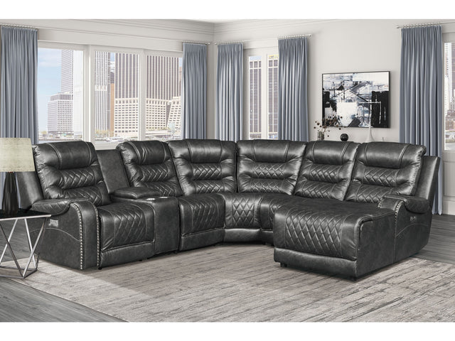Putnam Gray 6-Piece Modular Power Reclining Sectional with Right Chaise - Ornate Home