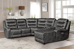 Putnam Gray 6-Piece Modular Power Reclining Sectional with Right Chaise - Ornate Home