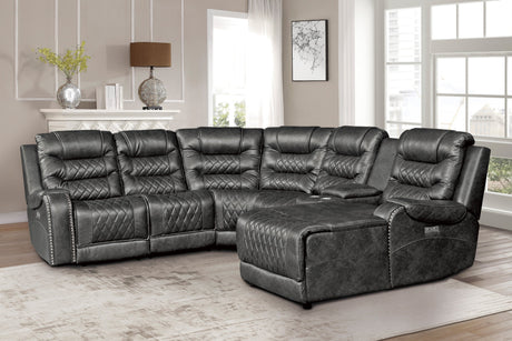 Putnam Gray 6-Piece Modular Power Reclining Sectional with Right Chaise - Ornate Home
