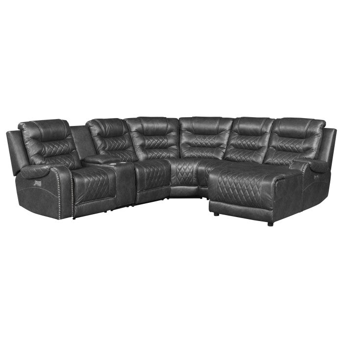 Putnam Gray 6-Piece Modular Power Reclining Sectional with Right Chaise - Ornate Home