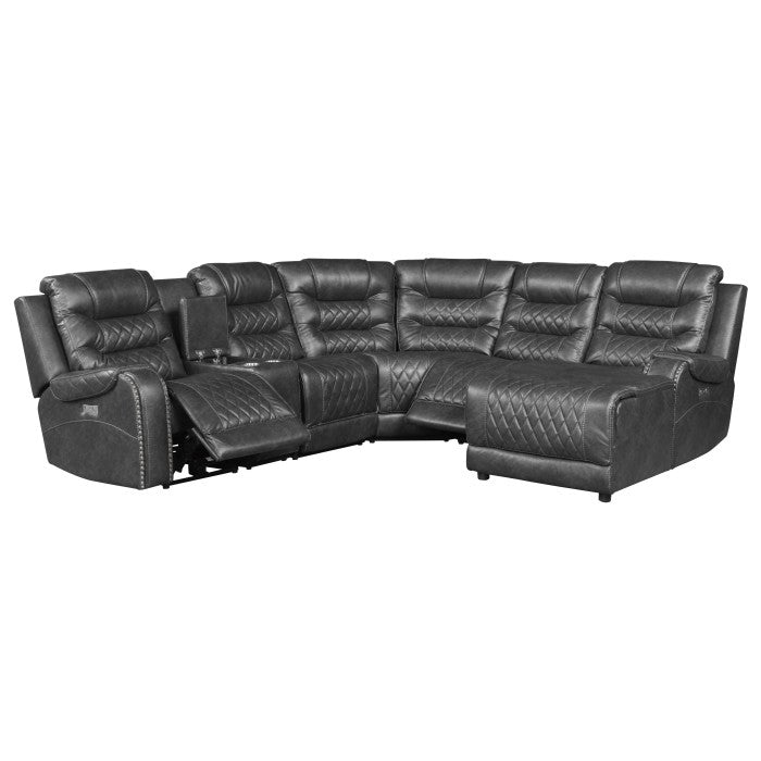 Putnam Gray 6-Piece Modular Power Reclining Sectional with Right Chaise - Ornate Home