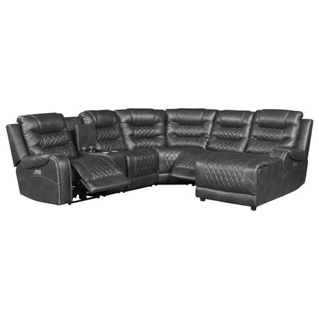Putnam Gray 6-Piece Modular Power Reclining Sectional with Right Chaise - Ornate Home