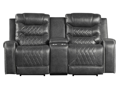Putnam Gray Power Double Reclining Loveseat - Ornate Home