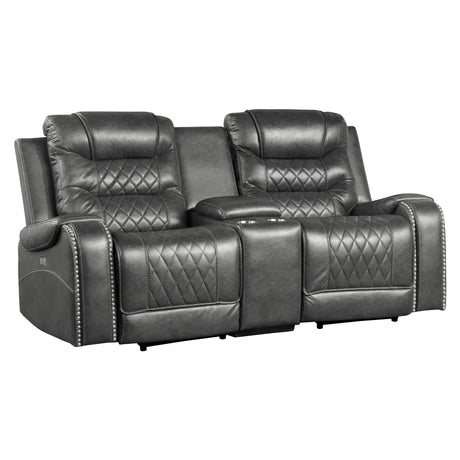 Putnam Gray Power Double Reclining Loveseat - Ornate Home