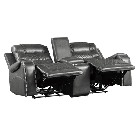 Putnam Gray Power Double Reclining Loveseat - Ornate Home