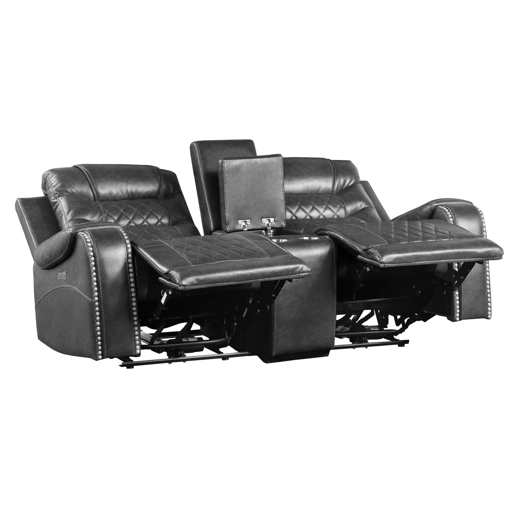 Putnam Gray Power Double Reclining Loveseat - Ornate Home
