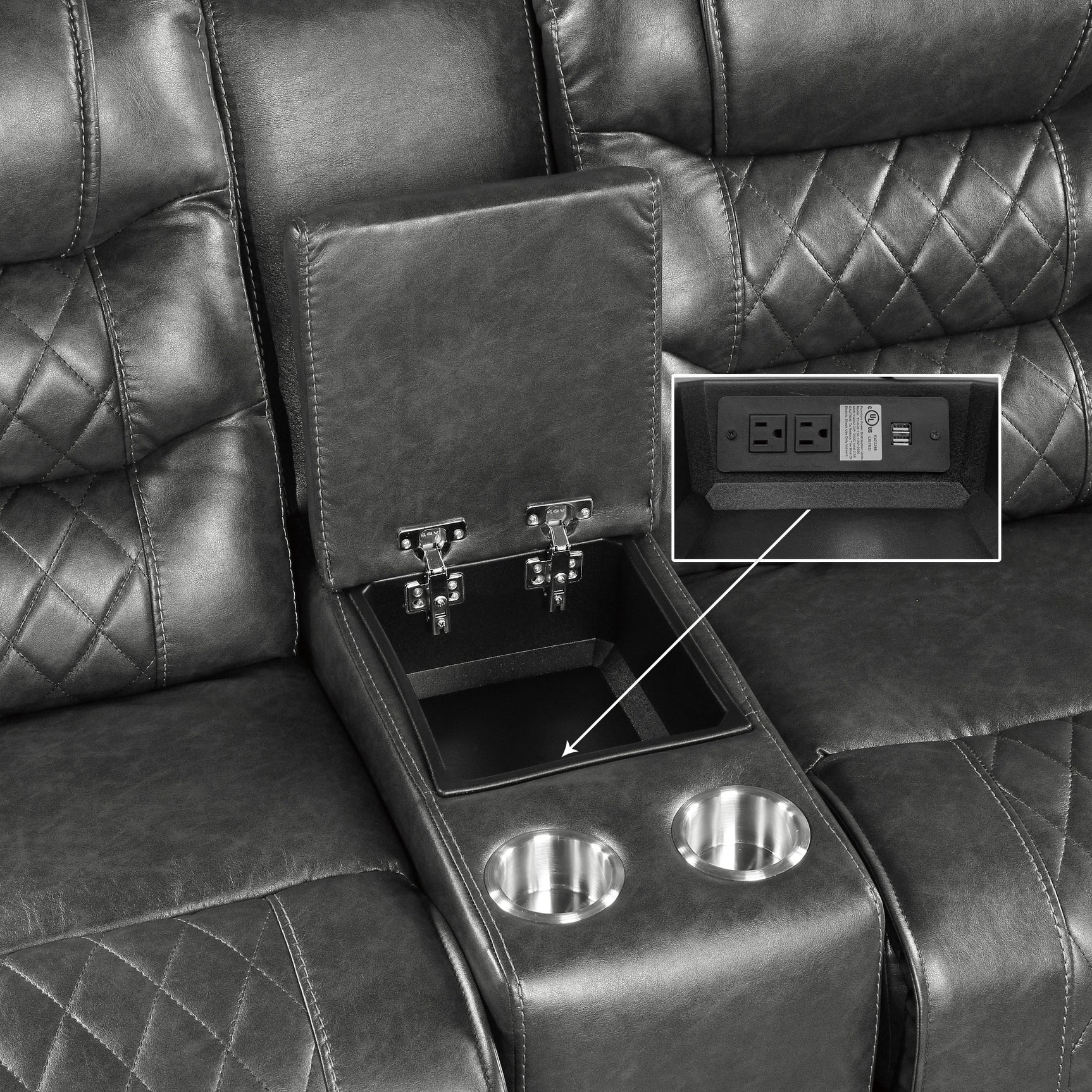 Putnam Gray Power Double Reclining Loveseat - Ornate Home
