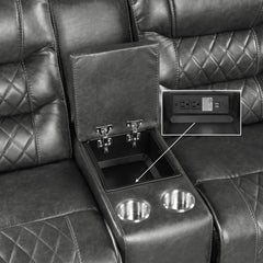 Putnam Gray Power Double Reclining Loveseat - Ornate Home