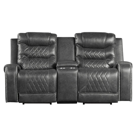Putnam Gray Power Double Reclining Loveseat - Ornate Home