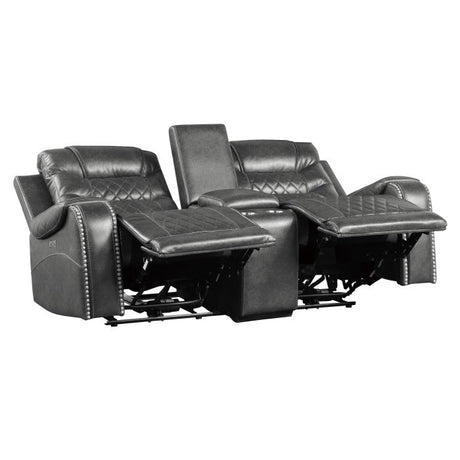 Putnam Gray Power Double Reclining Loveseat - Ornate Home