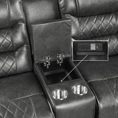 Putnam Gray Power Double Reclining Loveseat - Ornate Home