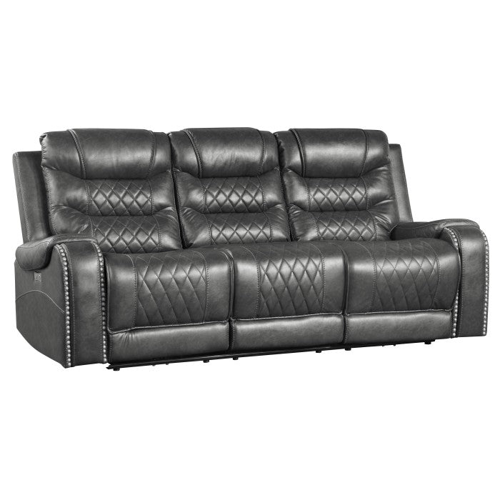 Putnam Gray Power Double Reclining Sofa - Ornate Home