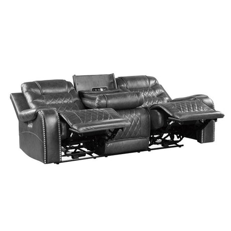 Putnam Gray Power Double Reclining Sofa - Ornate Home