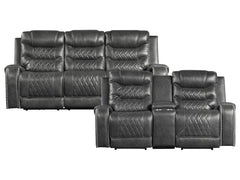 Putnam Gray Power Reclining Sofa and Loveseat - Ornate Home