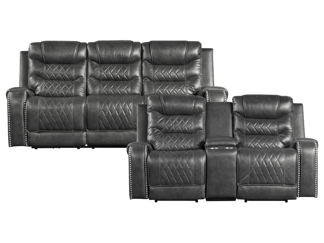 Putnam Gray Power Reclining Sofa and Loveseat - Ornate Home