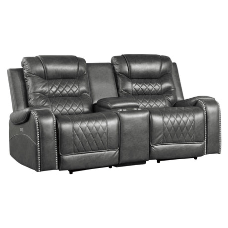 Putnam Gray Power Reclining Sofa and Loveseat - Ornate Home
